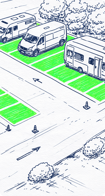 Илюстрация на паркоместа, заети от големи превозни средства