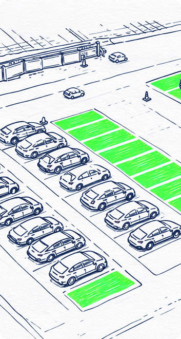 Илюстрация на паркоместа, заети от автомобили